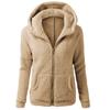 Frauen Kapuzenpullover Mantel Winter Warm Wolle Reißverschluss Mantel Baumwollmantel Outwear