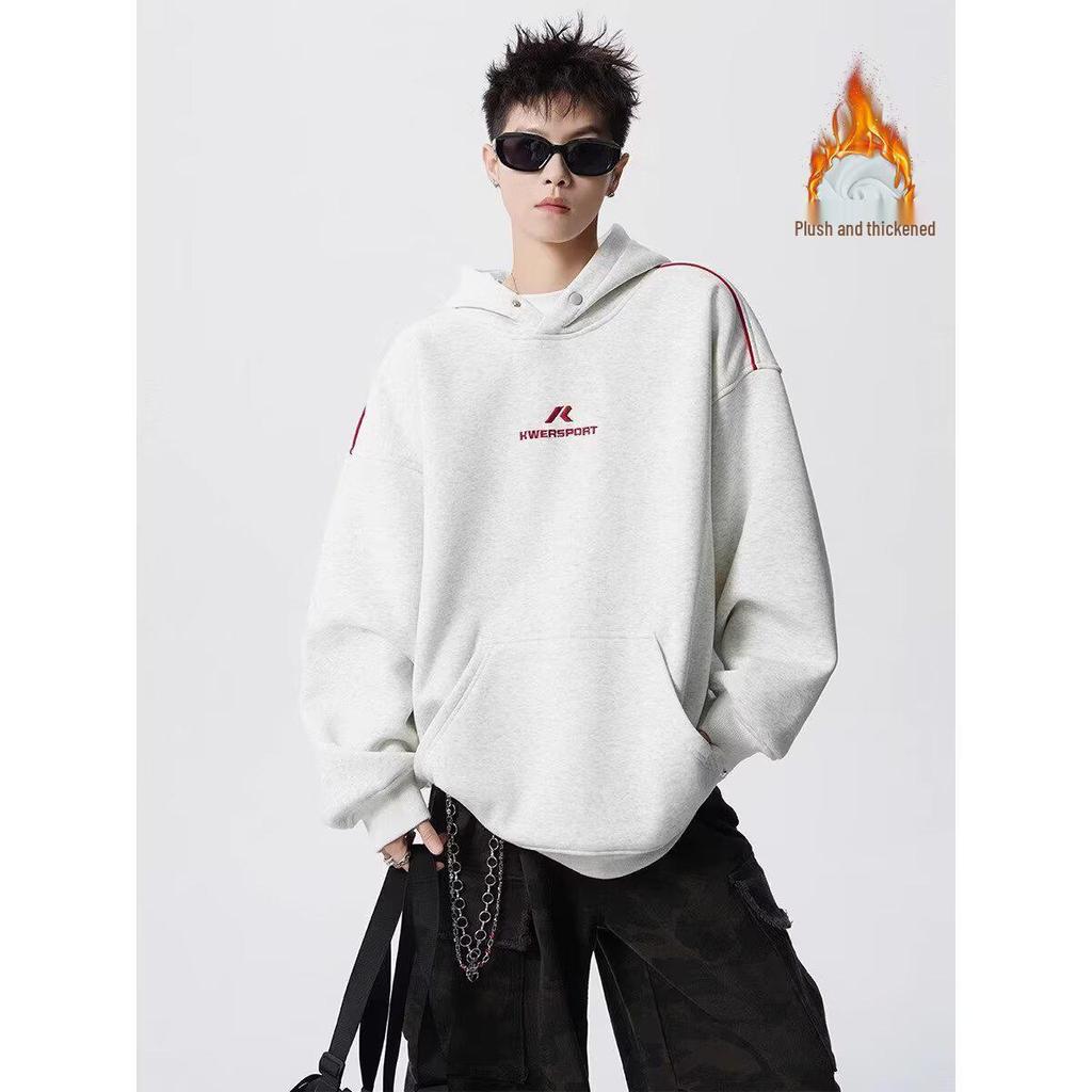 Unisex Trendy Button Design Hooded Sweatshirt - Versatile Loose Fit