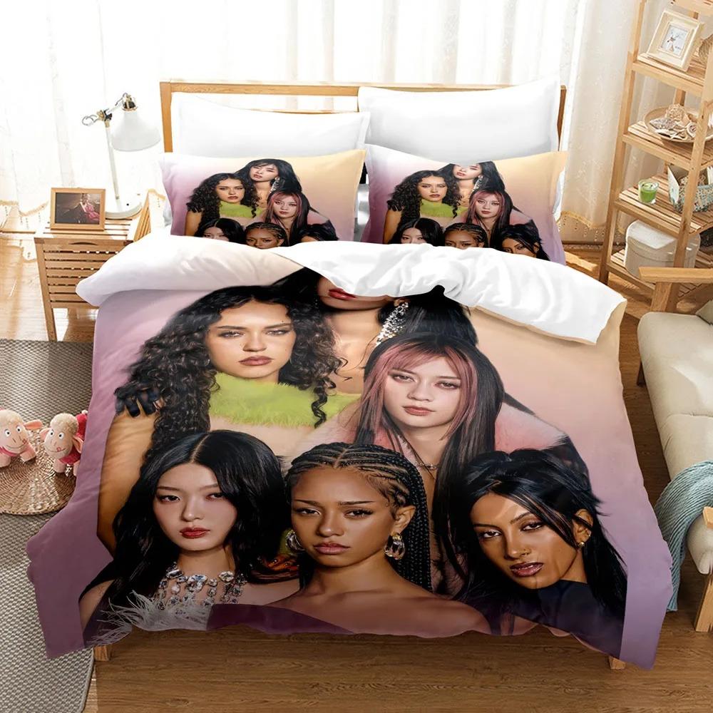 New 3D Girl Group K-Katseye Duvet Cover Pillowcases Global Pop Idol Band Print Bedding Set  Polyester Bedroom Decor
