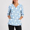 Women's Christmas Print Uniform V-Neck Scrub -Quarter Sleeve for Caregivers