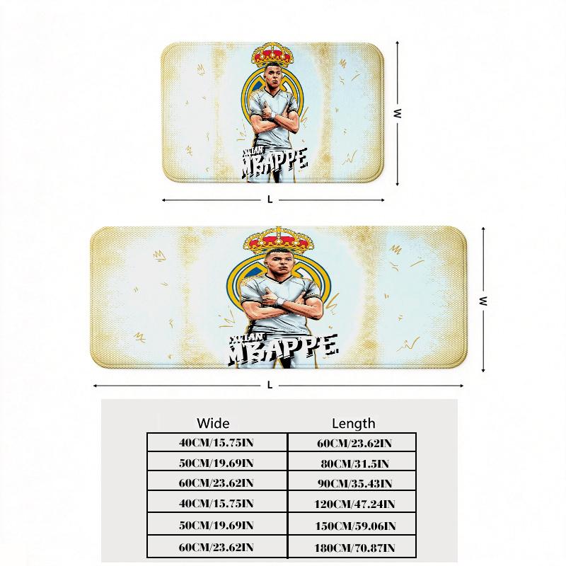 Kylian Mbappe Flannel Kitchen Mat Christmas Soft Area Rug Non Slip Floor Carpet Home Decoration