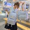 Schoolbag Korean Ins Storm Point Three-piece Set School Bag for Junior and High School Girls Large Capacity Burden Reduction Backpack