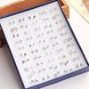 50 Pairs Of Boxed Mixed Batch Small Stud Earrings, Fashionable Hollow Diamond Stud Earrings