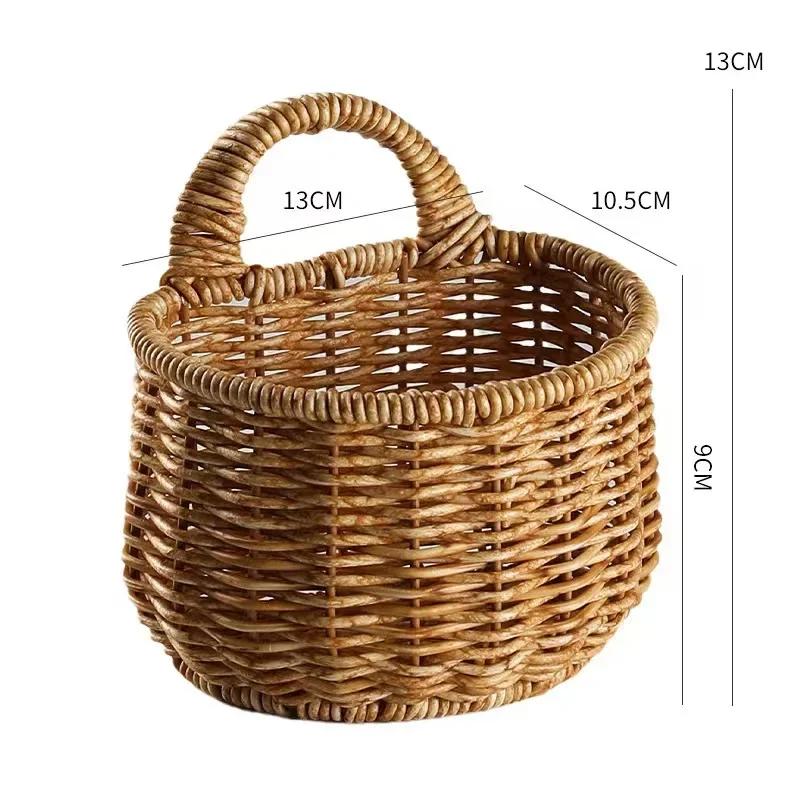 New Hand-woven Kitchen Storage Basket With Handle Woven Hanging Baskets For Fruit Sundries Organizer Plant Decoration Wall Baske
