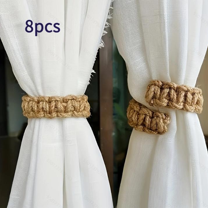4/8 Pieces Bohemian Style Handwoven Curtain Tiebacks, Simple Curtain Clips Back Support