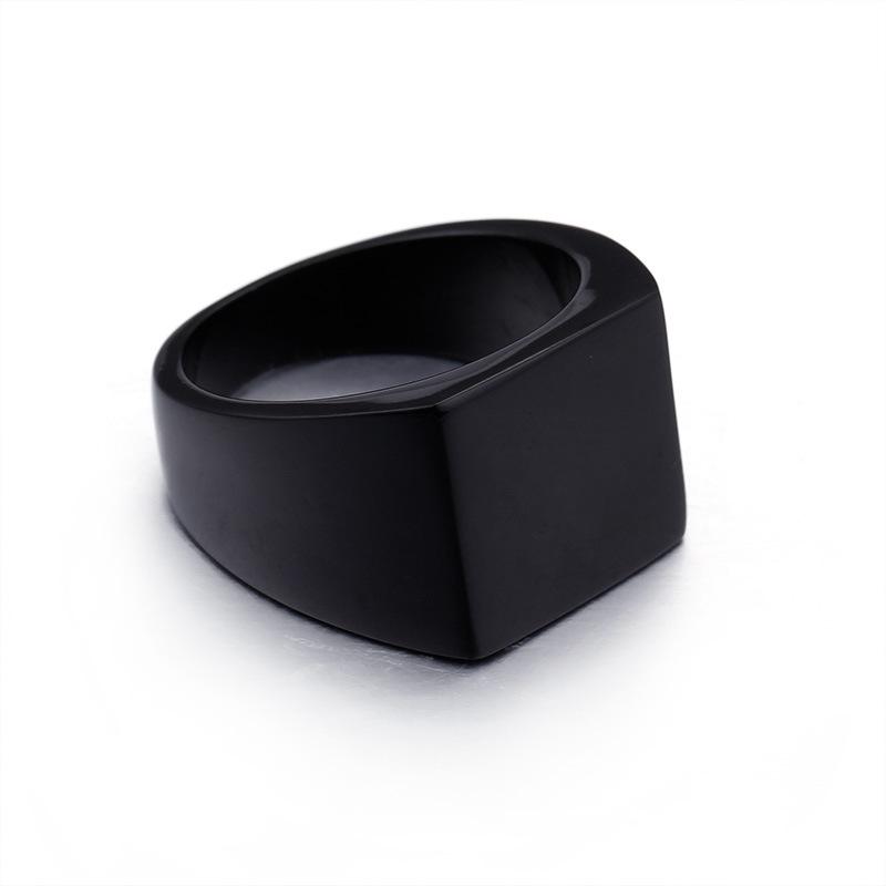 Geometrischer runder Titanstahlring mit graviertem Logo - Polierter Edelstahl für Männer & Frauen, Kalter Stil