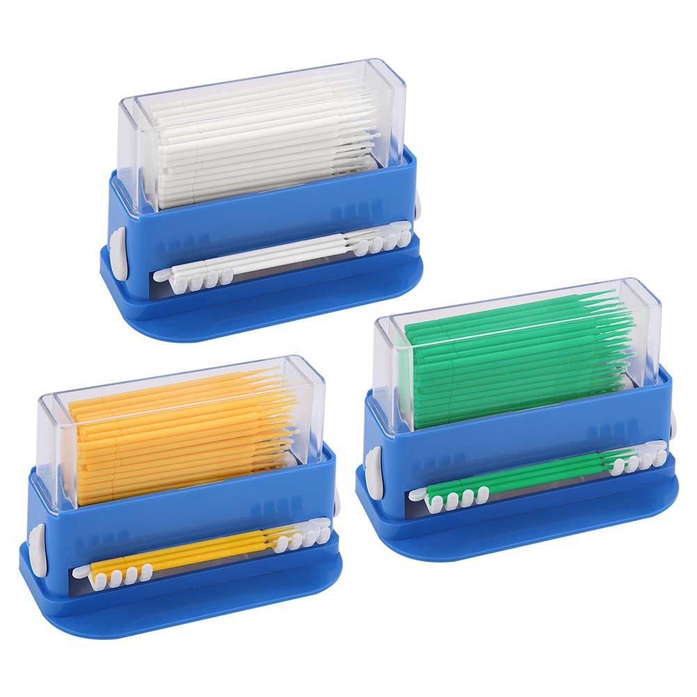 3 Colors Dental Disposable Micro Applicator Tip Bendable Sticks Brush Dispenser with Box