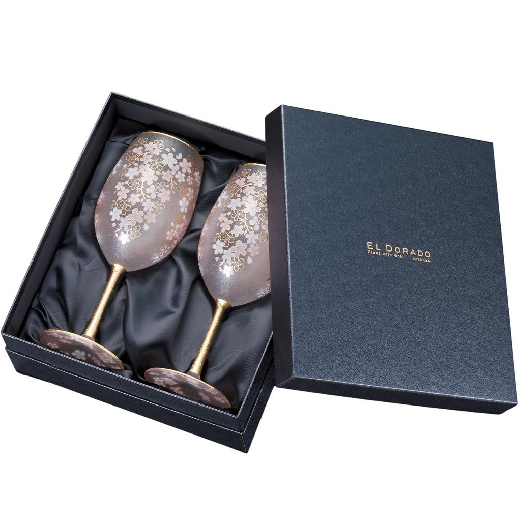 Aderia El Dorado Cherry Blossom Wine Made In Gift Red and White Wine Gift for Housewarming Retirement S6110 Glasses, 540ml, Pair, Japan, Boxed,