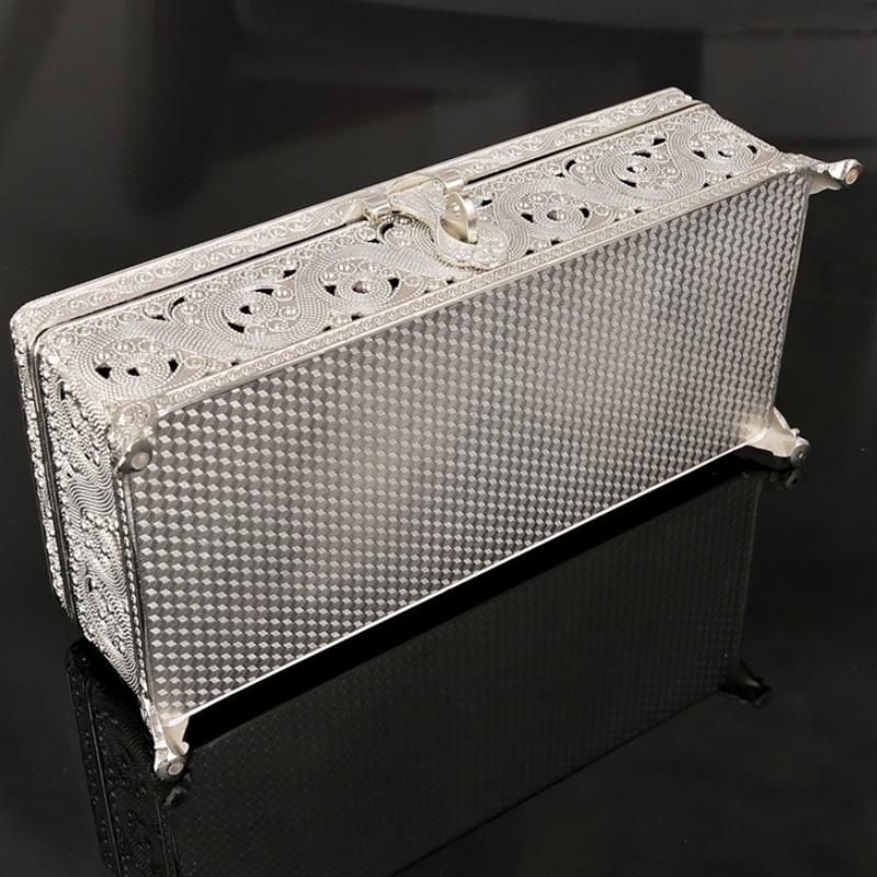 Rectangle Jewelry Storage Box European Style Large Size Necklace Organizer Alloy Earrings Ring Storage Jar Dresser Display