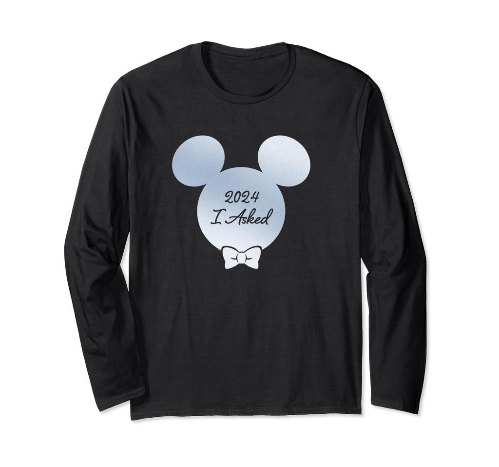 Disney Mickey Proposal Bow Tie Groom I ASKED 2024 Long Sleeve T-Shirt