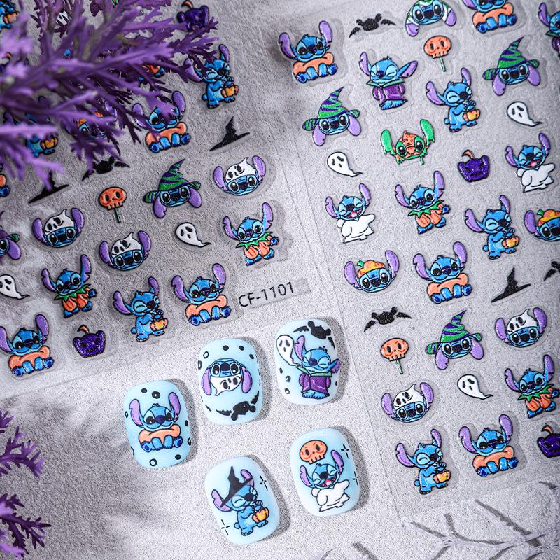 5D Embossed Halloween Pumpkin & Ghost Nail Art Stickers
