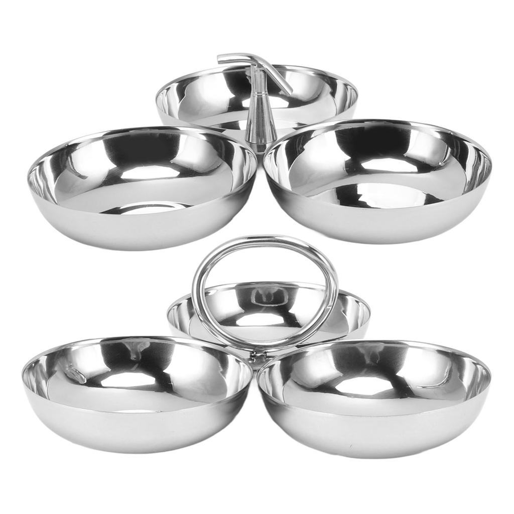 Stainless Steel Snack Plate 3 in 1 Snack Bowl Home Desktop Snack Plates Candy Fruit Cookie Cake Storage Tray Kitchen Accessories