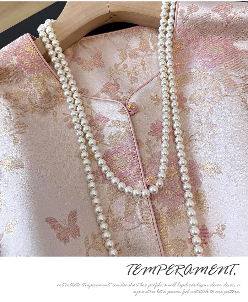 Age-Defying Slimming Jacquard Embroidery Jacket for Middle-Aged Women - Spring/Autumn Chinese Style