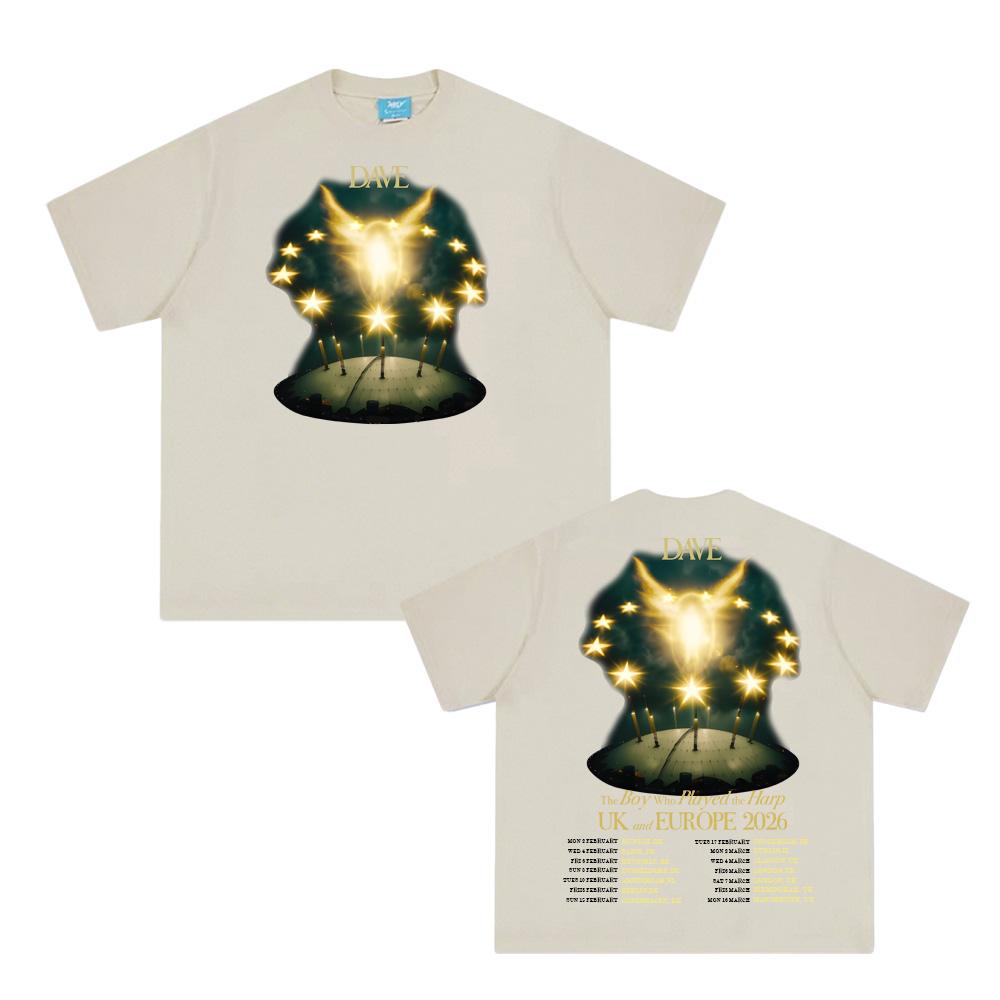 Dave Chlapec, který hrál na harfu Turné 2026 Letní Hip Hopové tričko Korejská bavlna Vysoce kvalitní oblečení Dámské/Pánské topy