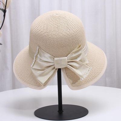 Straw Sun Hat Bowknot Wide Brim Stylish Sun Protection Hats Outdoor Breathable Beach Hat for Women