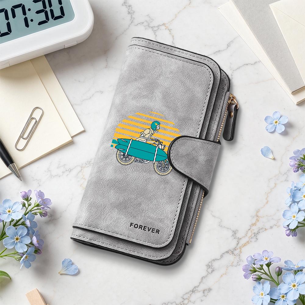 Vintage Printed Long Wallet Forever Portable Multi Slot Purse for Daily Use