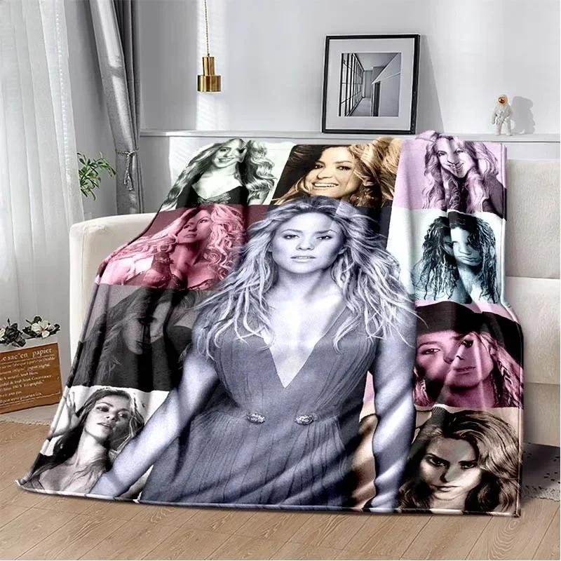 Mode Shakira Merch Pop Kvinnlig Sångare Tryck Flanellfilt Stjärnkonst Bärbar Hem Resa Kontor Vilopaus Julklapp
