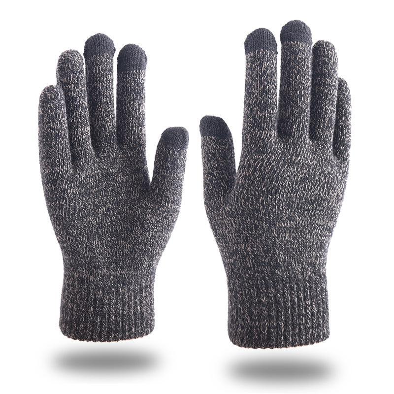 Men's Touchscreen Wool Gloves - Double-Layered, Velvet-Lined, and Warm for Autumn/Winter