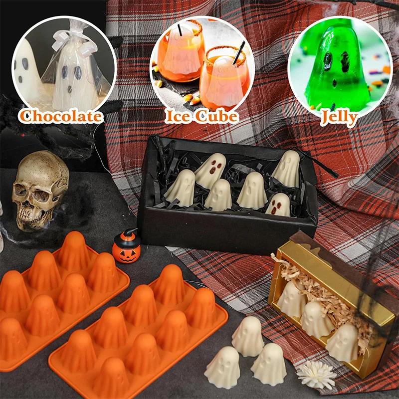Halloween Ghost Jello Silicone Mold Spooky Baking For Cake Chocolate Candy Flexible Easy Release Halloween Kitchen Accessories