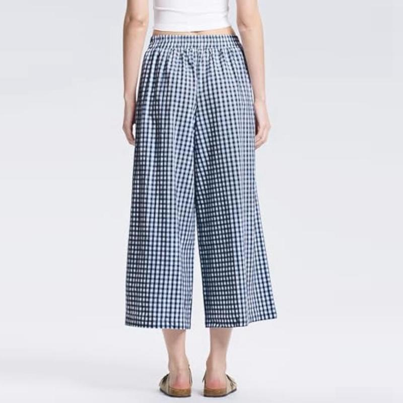 Women's Plaid Loose Casual Pants Crop-length Pants