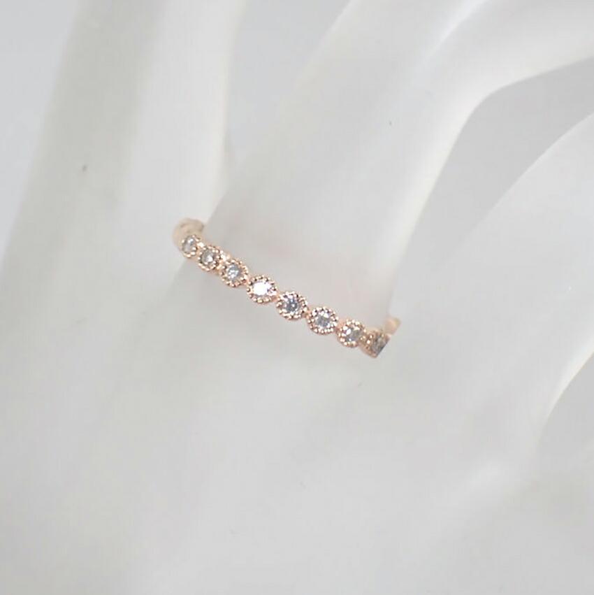 [Pre-owned] Agete K18PG Diamond 0.05ct Ring / Size 11 / J92-7