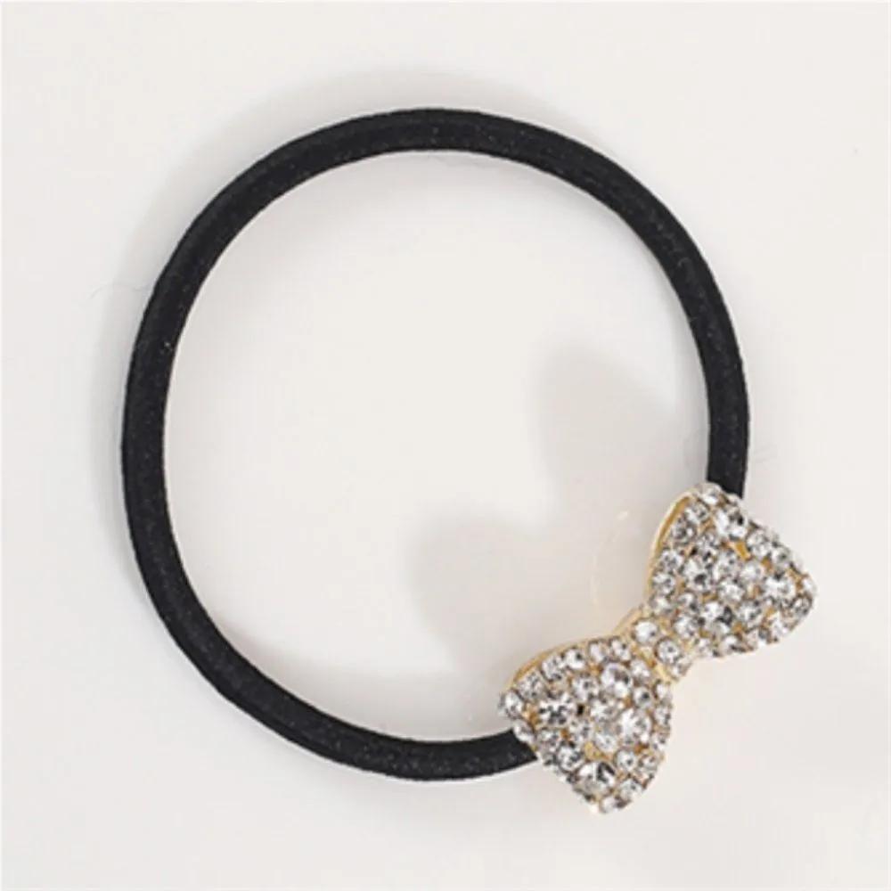 Konggun House Handmade Ribbon Cubic Hair Tie (White) Sparkling Elastic Band