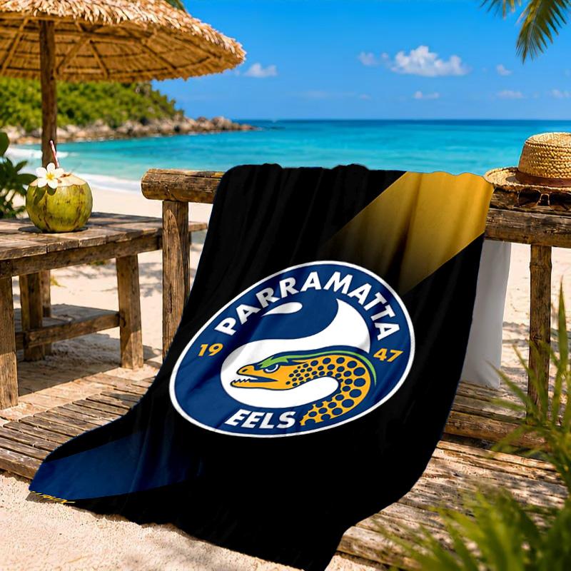 Parramatta Eels Team Crest Beach Towel, Quick-drying, Easy To Care For, Suitable for Both Fitness and Beach Vacations,Sports Essential