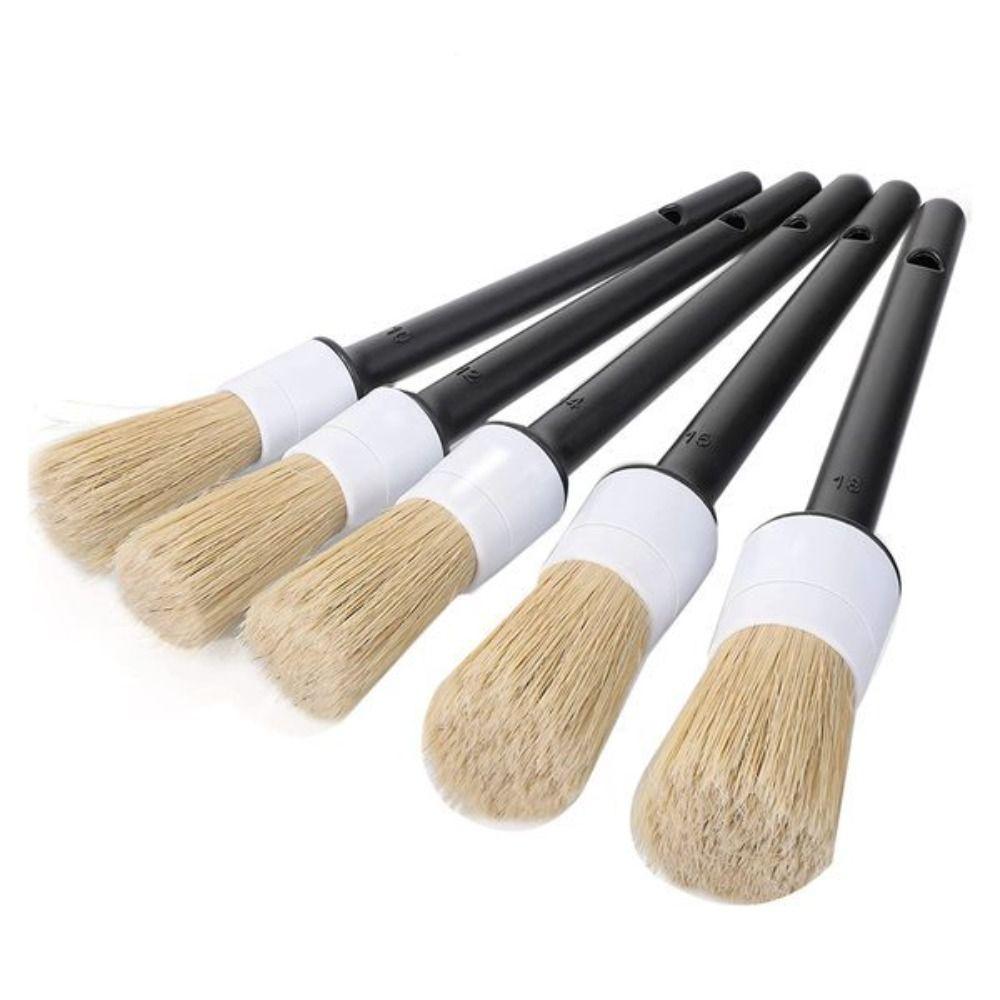 Boar Hair Bristle Car Detailing Brush Set Ultra Soft Car Detail Brushes  Rim Cleaning