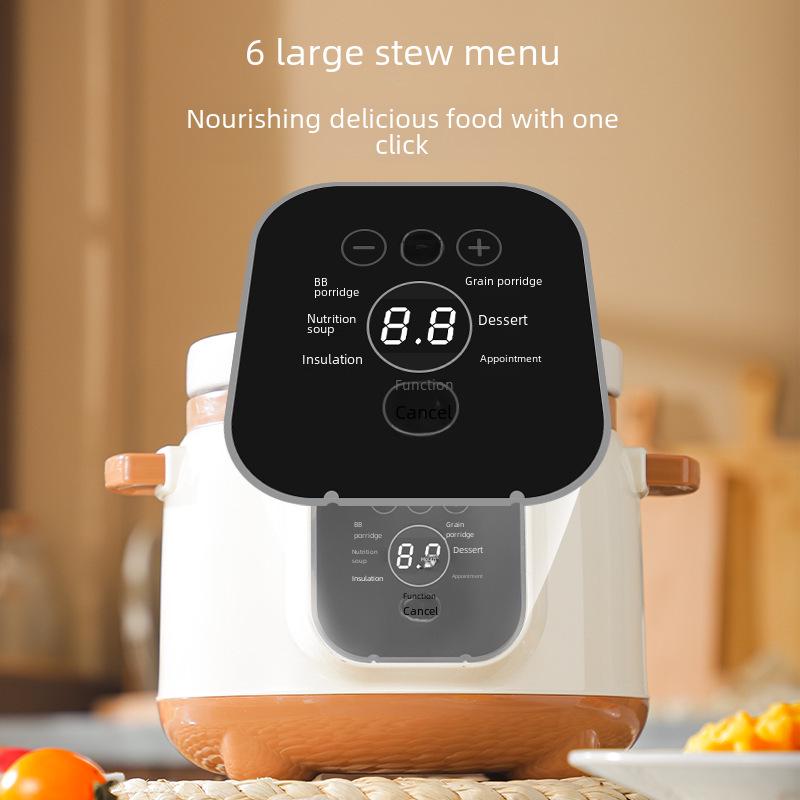 Multifunktionaler elektrischer Kochtopf für Brei & Suppe - Mini Keramik mit Timer & Terminfunktion