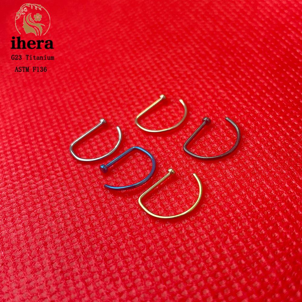 10PCS G23 Titanium D Shape Fake Nose Piercing ASTM F136 20G Nose Ring Hoop Septum Rings Sexy Women Body Jewelry Nariz Stud