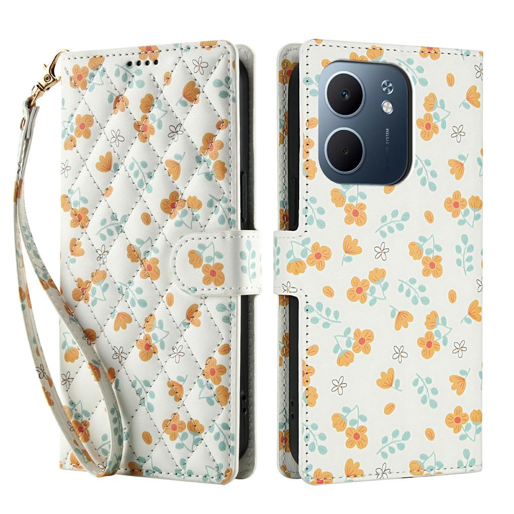 Brieftasche für Oppo A5x 5G/A3x 5G (Indien)/A3x 4G/A3 4G/A3 5G/A60 5G/A40 4G/A40M 4G Rautenmuster Leder Handyhülle mit Trageband