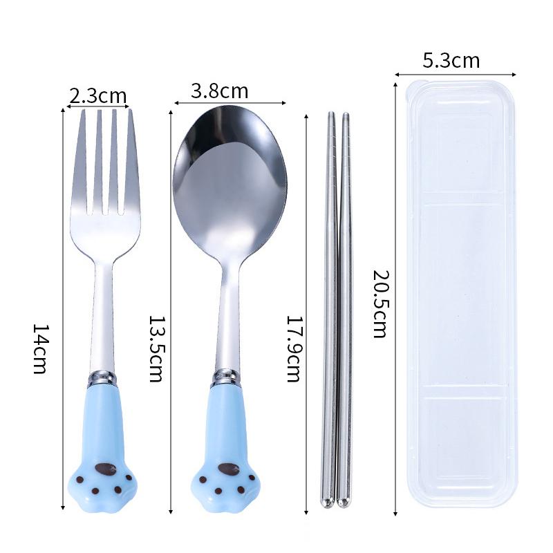 

Набор столовых приборов из нержавеющей стали «Кошачья лапка» портативные столовые приборы вилка ложка палочки для еды набор из трех предметов с коробкой дорожный набор столовых приборов подарок синий