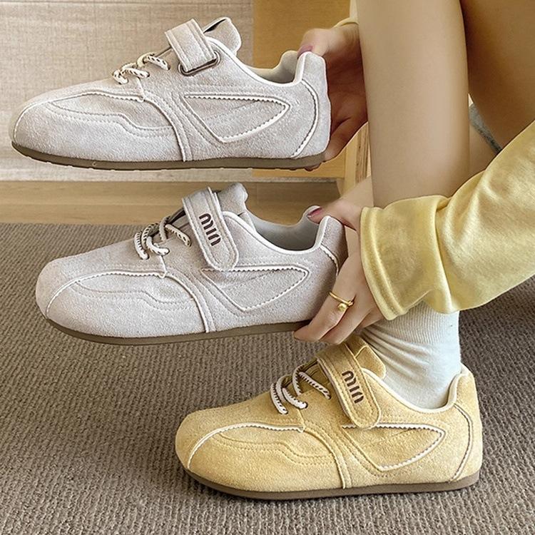 Velcro German training shoes women's 2025 summer and autumn new flat-soled Forrest Gump shoes little white shoes breathable retro casual board shoes