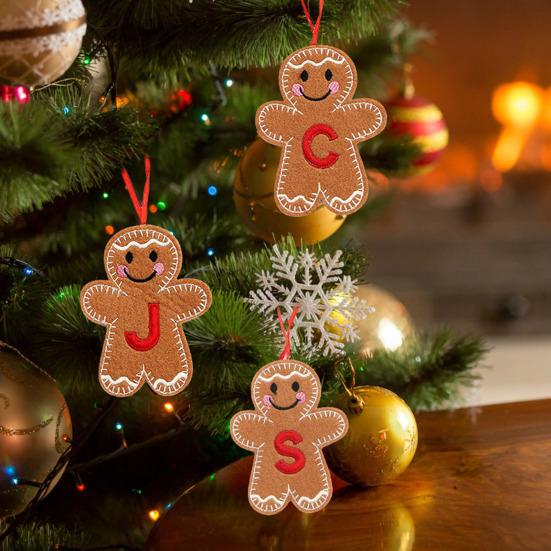 Gingerbread Man Ornaments Initial Alphabet Monogram Gingerbread Hanging Ornament Family Name Letter Xmas Tree Decor