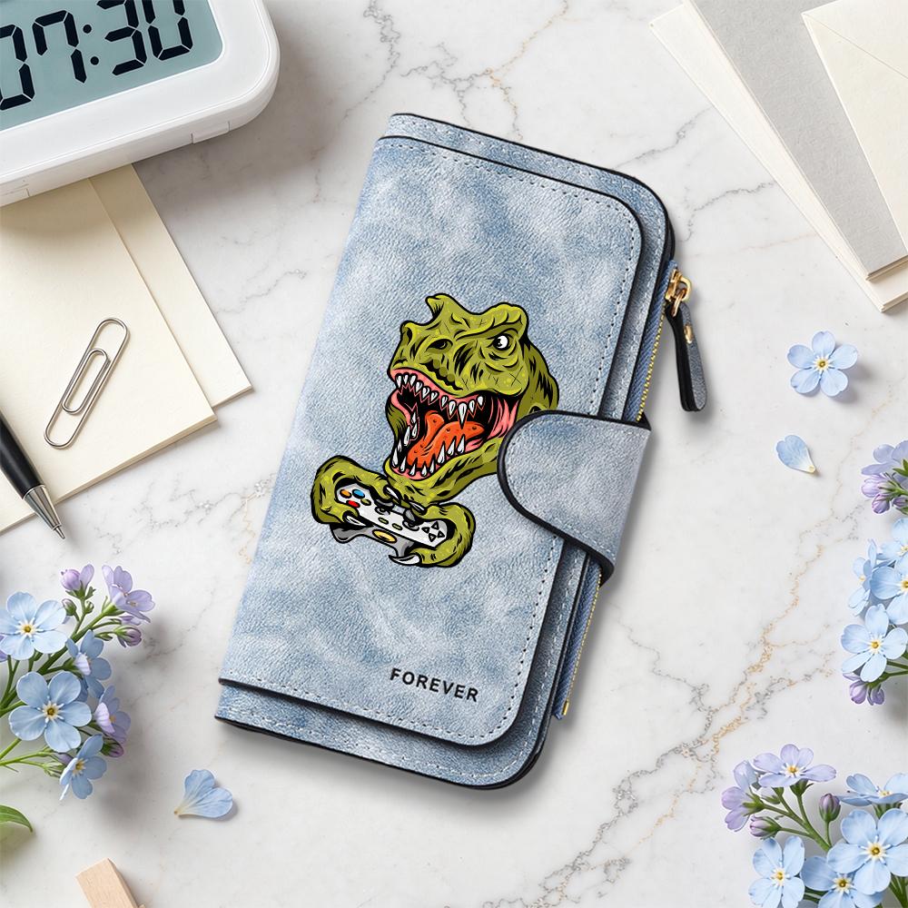 Dinosaur Print Wallet Multi Card Holder Fashion Casual Purse for Daily Use