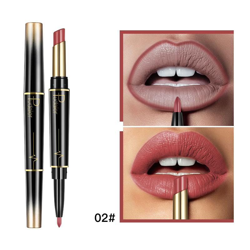 Dobbelhodet leppestift lipliner matt lipgloss 16 farger leppestift
