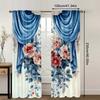 2Pc Flower Print Curtains Decorative Window Drapes Window Treatments For Bedroom Living Room Home Decoration Room Decoration_ai1