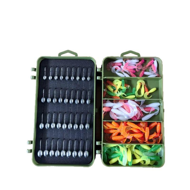 Reinforced T-tail Soft Bait Set with Long Cast Hooks for Bass Fishing