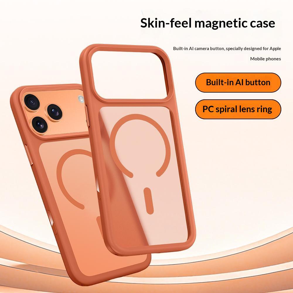 For iPhone 17 Pro Magnetic Phone Cover Skin Touch TPU + PC Shockproof Back Case Compatible with MagSafe
