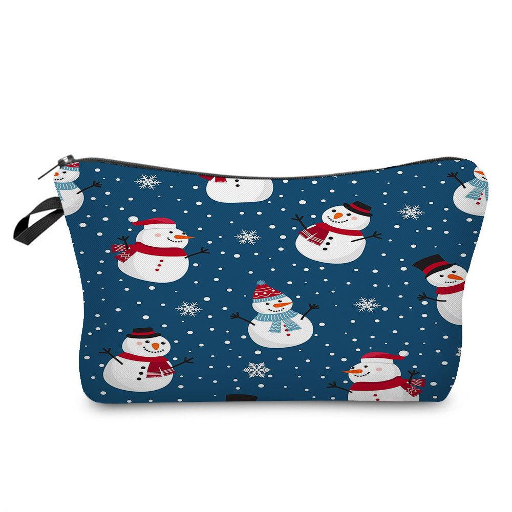 Women Snowman Print Cosmetic Bag Toiletries Organize Travel Storage Case 6766