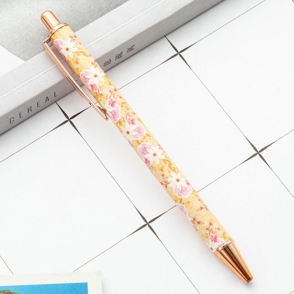 Creative Press Metal Pen Cute Cartoon Ballpoint Pens Portable INS Print Pen Office Supplies
