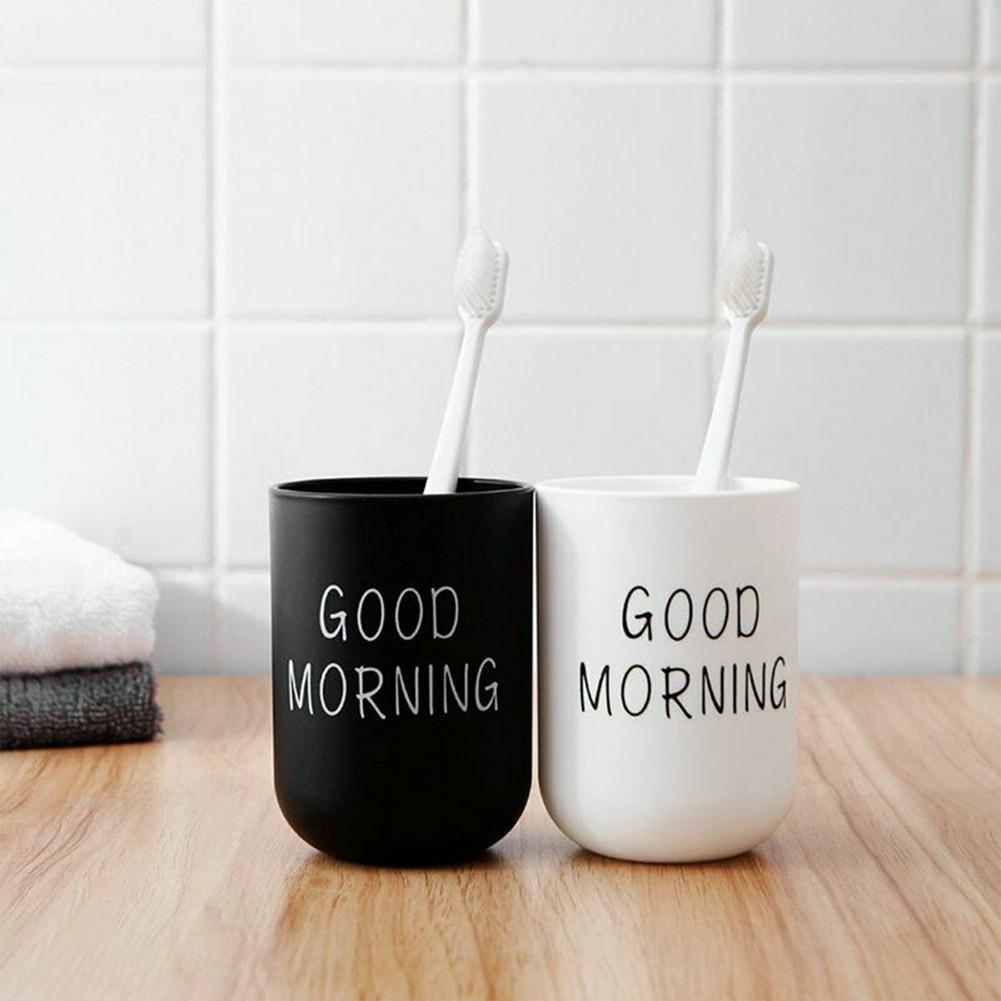 Multifunctional Toothbrush Holder Cup for Bathroom Tumbler Good Morning