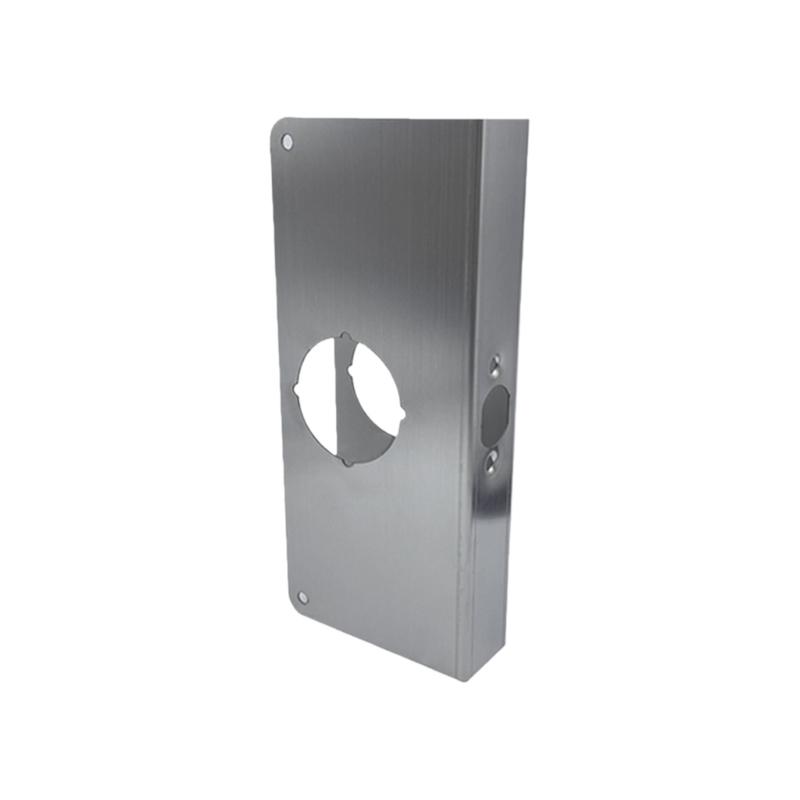 Stainless Steel Door Lock Reinforcement Plate Single Bore Hole Door Lock Plate for 1-3/8In Thick Doors Enduring