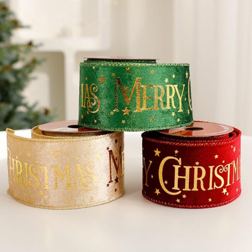 Fabric Trim Christmas Wrapping Ribbon Merry Christmas Snowflakes Pattern Ribbon Bow Making