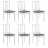 Vidaxl Chairs With Cushions, 6 Pcs, White, Solid Wood