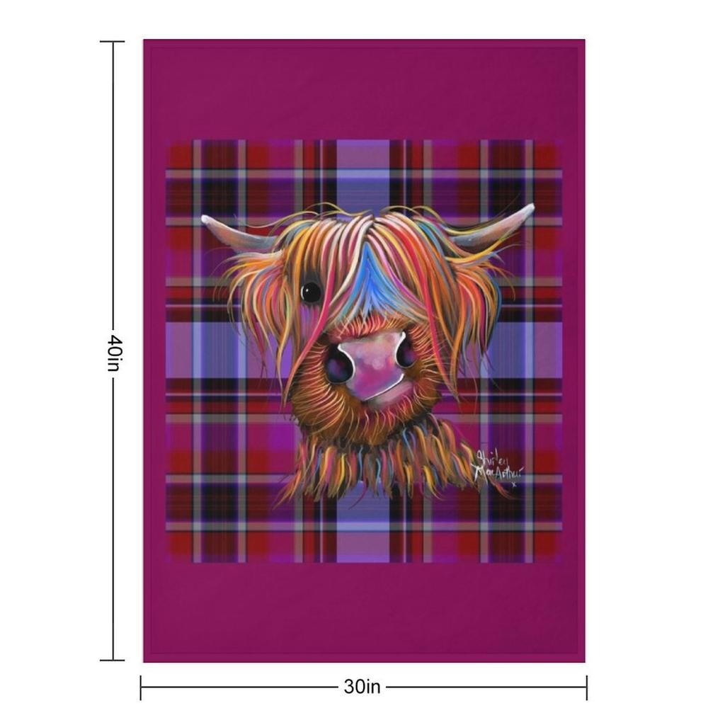 HiGHLaND CoW PRiNT ' TaRTaN BRuCe P ' BY SHiRLeY MacARTHuR Throw Blanket Stuffeds Plaid Loose Blankets For Sofas Blankets