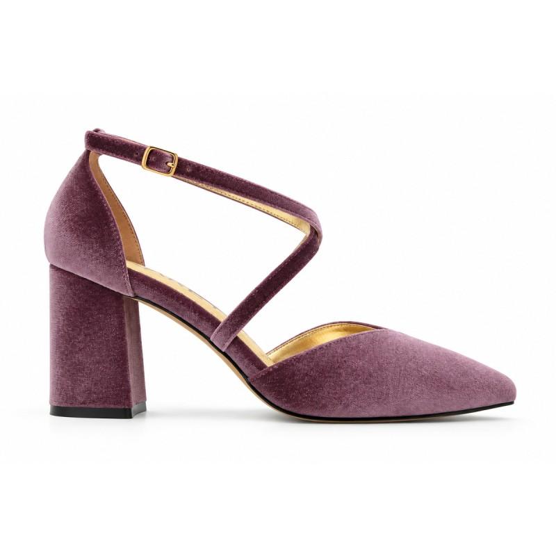 Malva Velvet Salon Wide Heel And