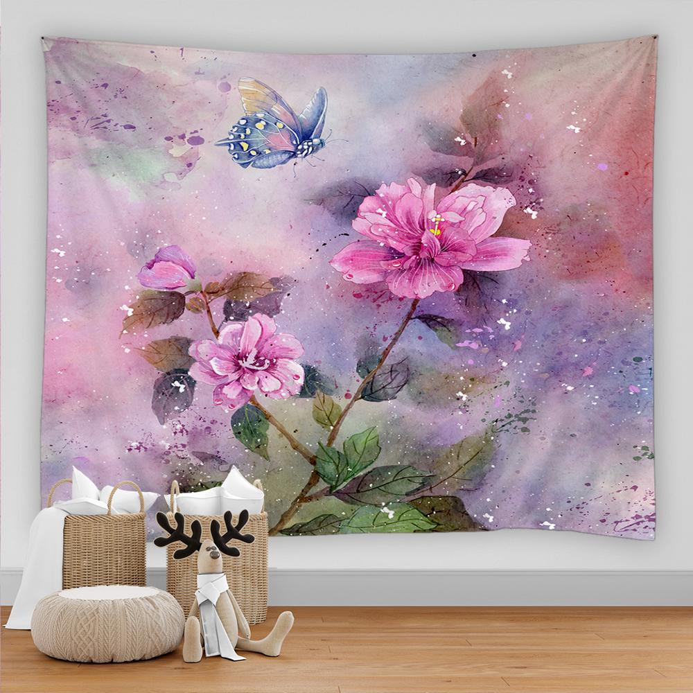 

Psychedelic Flower Butterfly Tapestry Home Living Room Wall Canvas Art Aesthetic Room Decor Nature Scenery Home Bedroom Decor 74x94cm(29x37in)