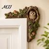 Charming Animal Door Topper Chipmunk Tree Hollow Topper, Squirrel Owl Wooden Frame Sign, Whimsical Handcrafted Wood Art Animals Corner Ornament,