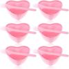 6/12 Pcs Heart Shaped Facial Mask Mixing Bowl With Scraper Plastic Diy Skin Care Tool, Suitable For Family And Salon